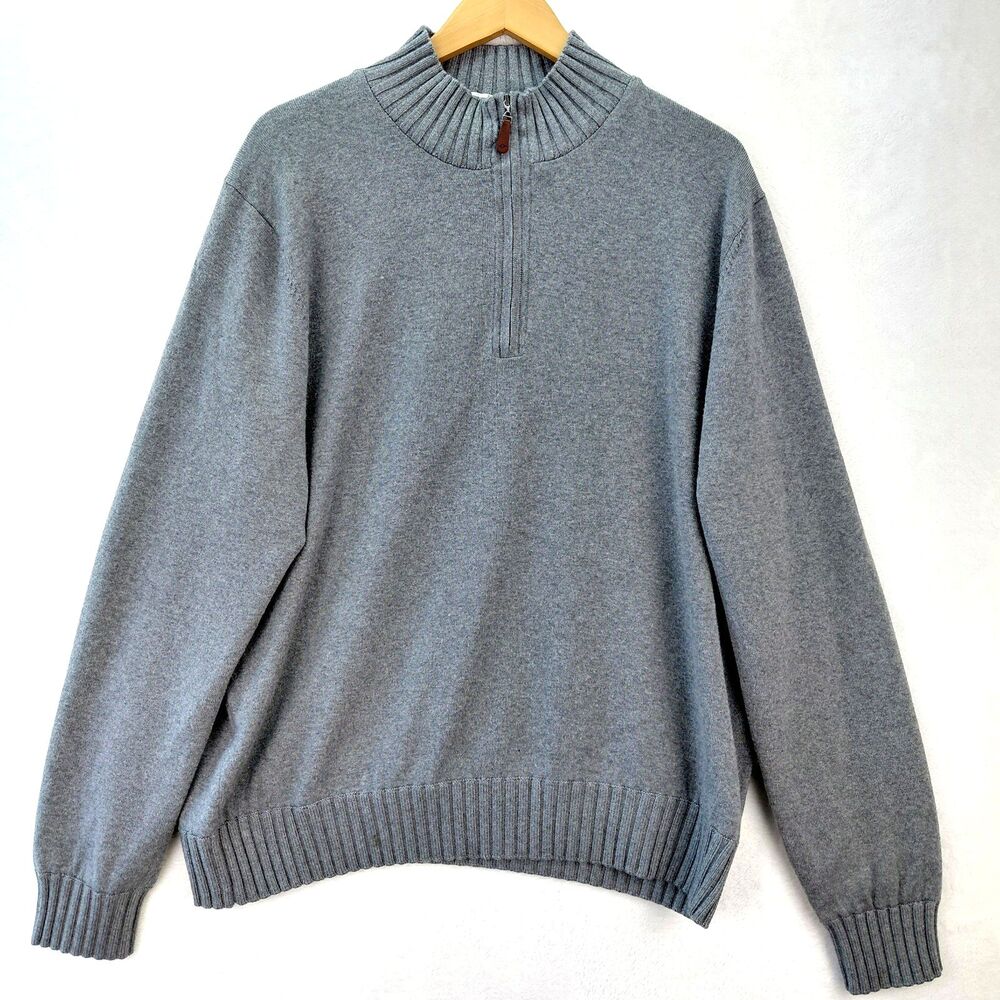 Martin Timeless as Game Sweater Mens XL Gray Merino Wool Lined Italian 1/4 Zip